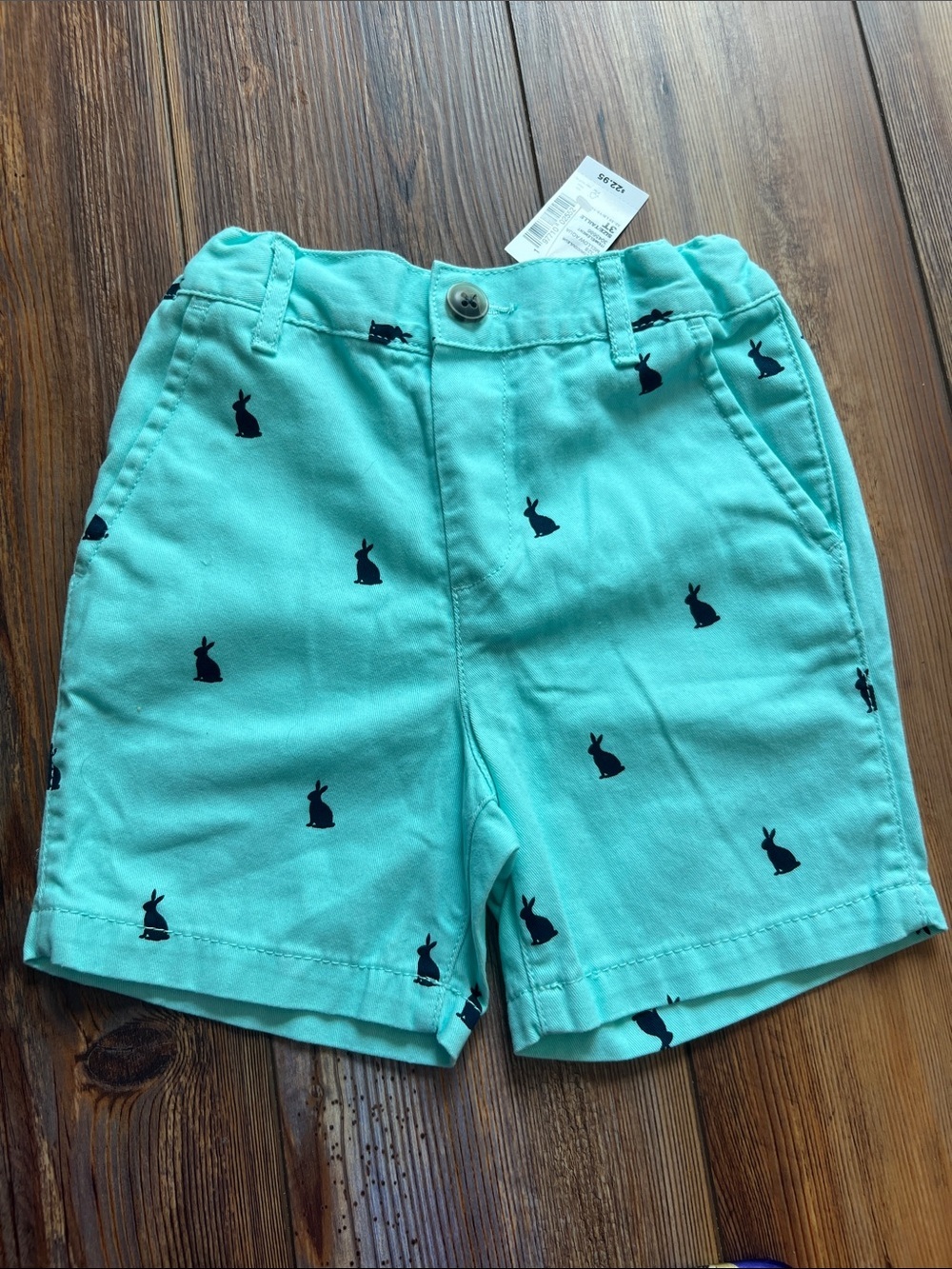 The Children's Place Teal Shorts with Navy Bunny Print